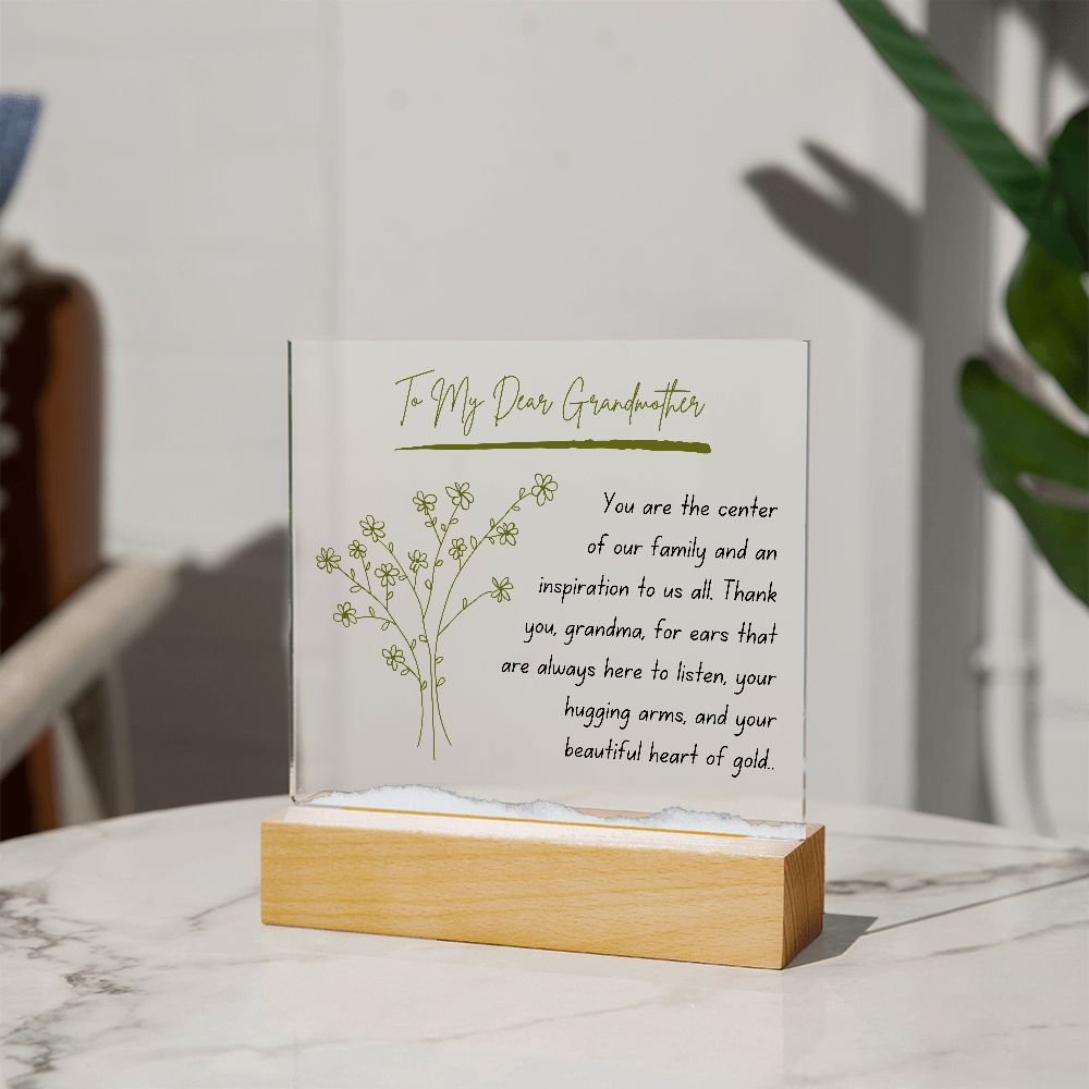 To My Dear Grandmother Vintage Square Acrylic Plaque Present