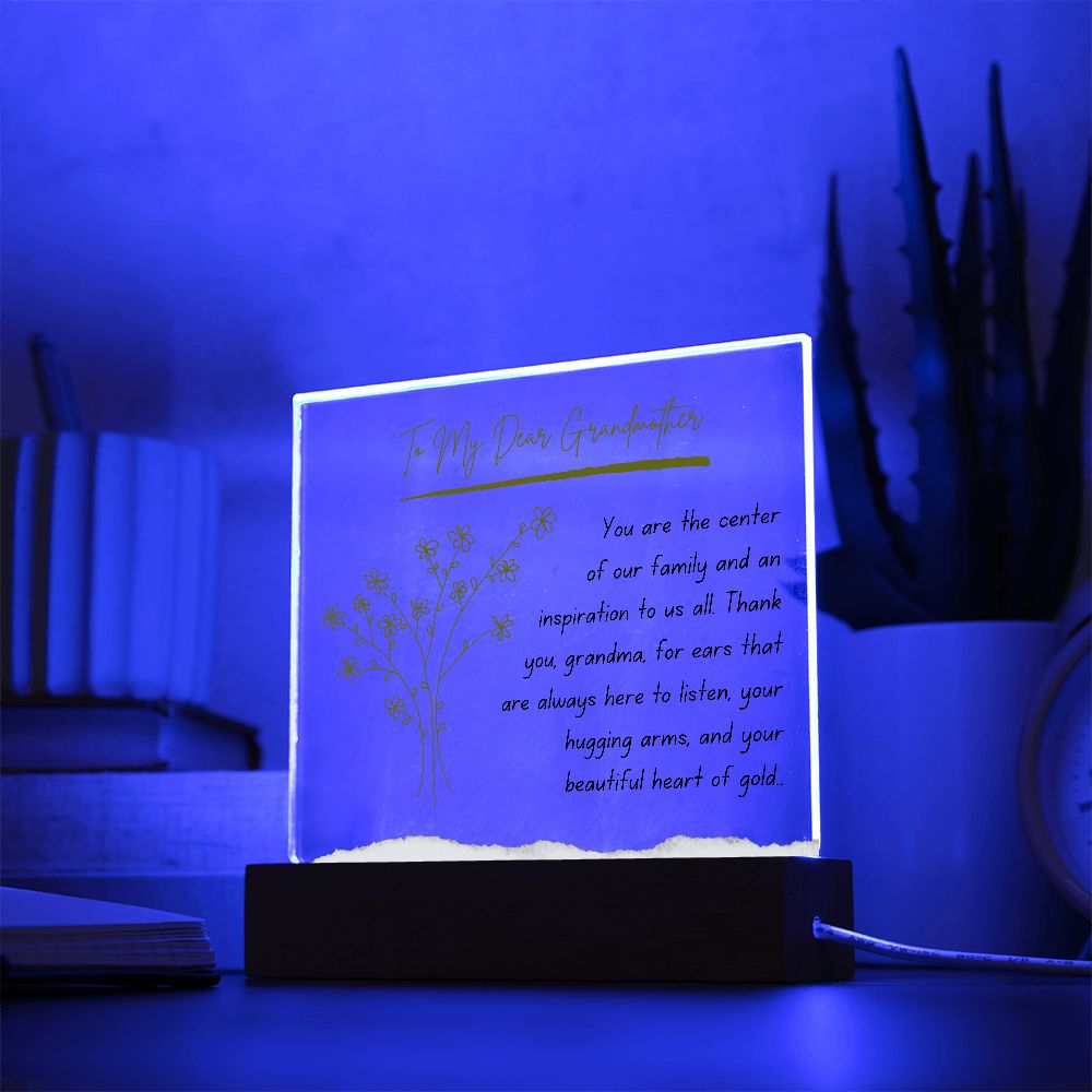 To My Dear Grandmother Vintage Square Acrylic Plaque Present