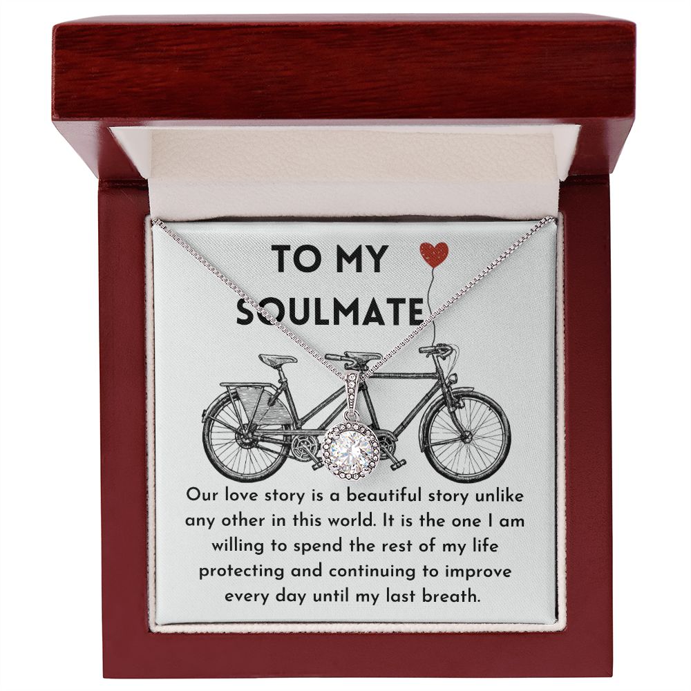 Soulmate Love Girlfriend Wife Message Card Necklace Gift