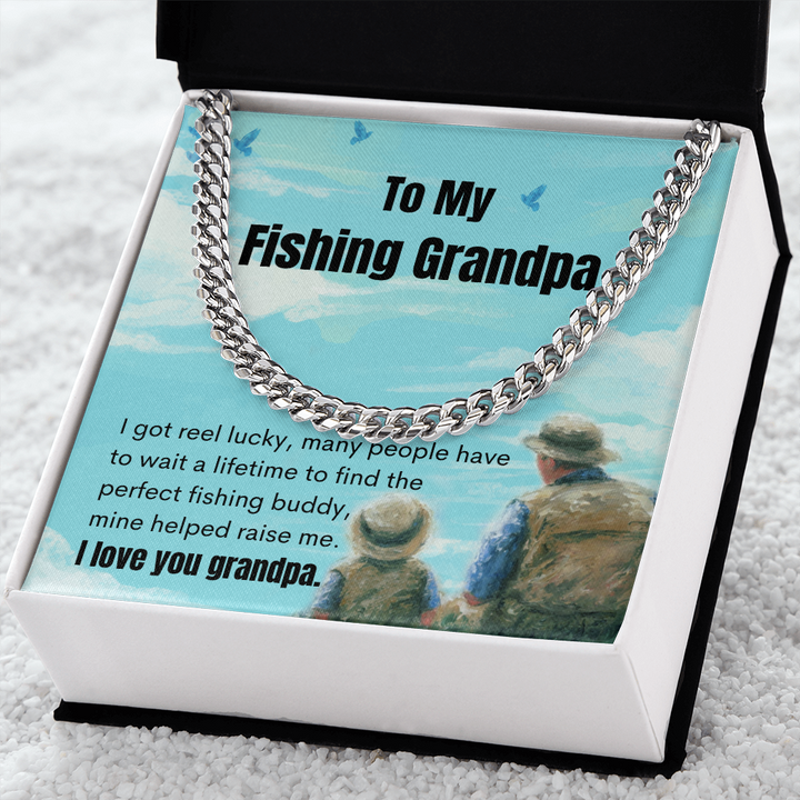 Fishing Grandpa Message Card Necklace Fishing Grandfather Gift – love and  lily designs
