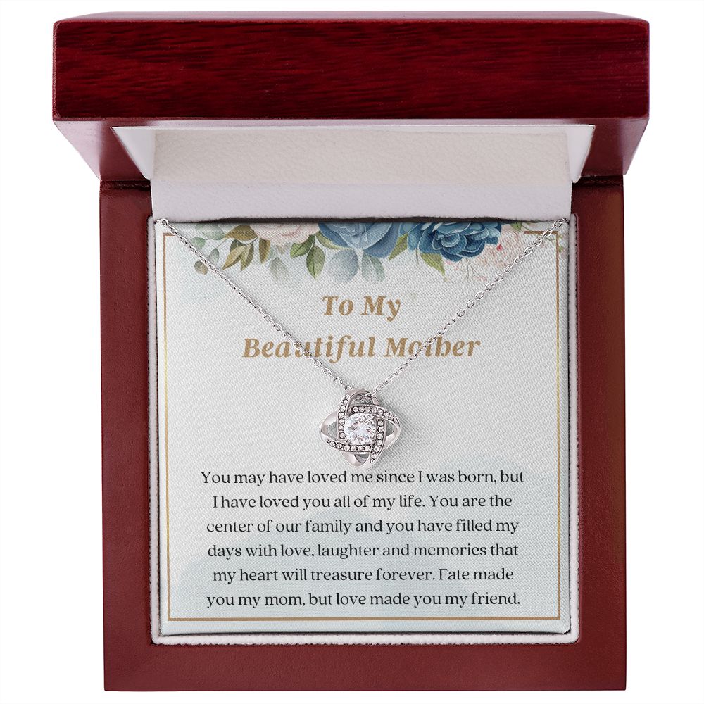 Mother Love Knot Message Card Necklace Present