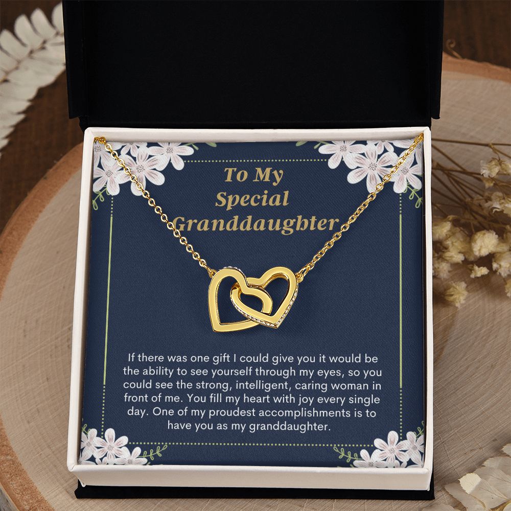 Heartfelt Granddaughter Connected Hearts Necklace Card Gift