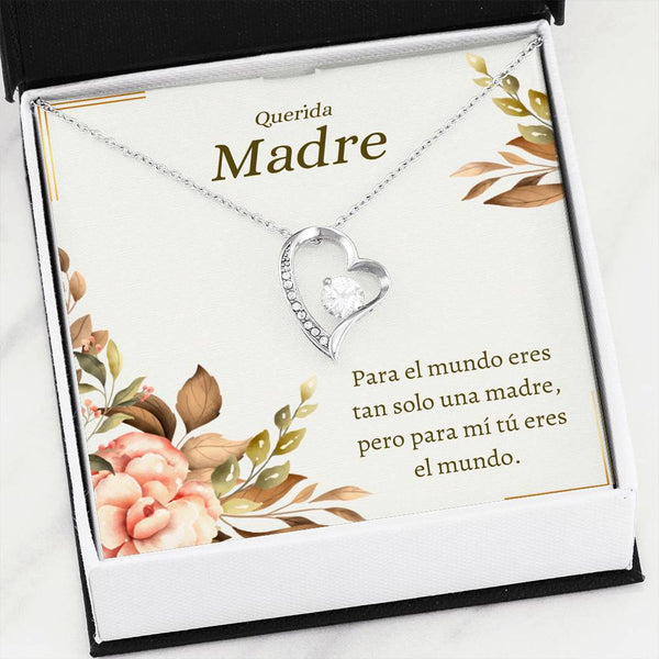 Madre Tu Eres Mi Mundo Heart Necklace Spanish Mom Message Card Gift – love  and lily designs