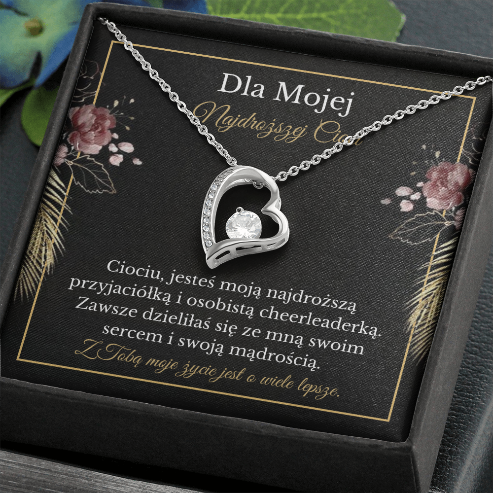 Najdroższej Cioci Naszyjnik Polish Aunt Message Card Necklace