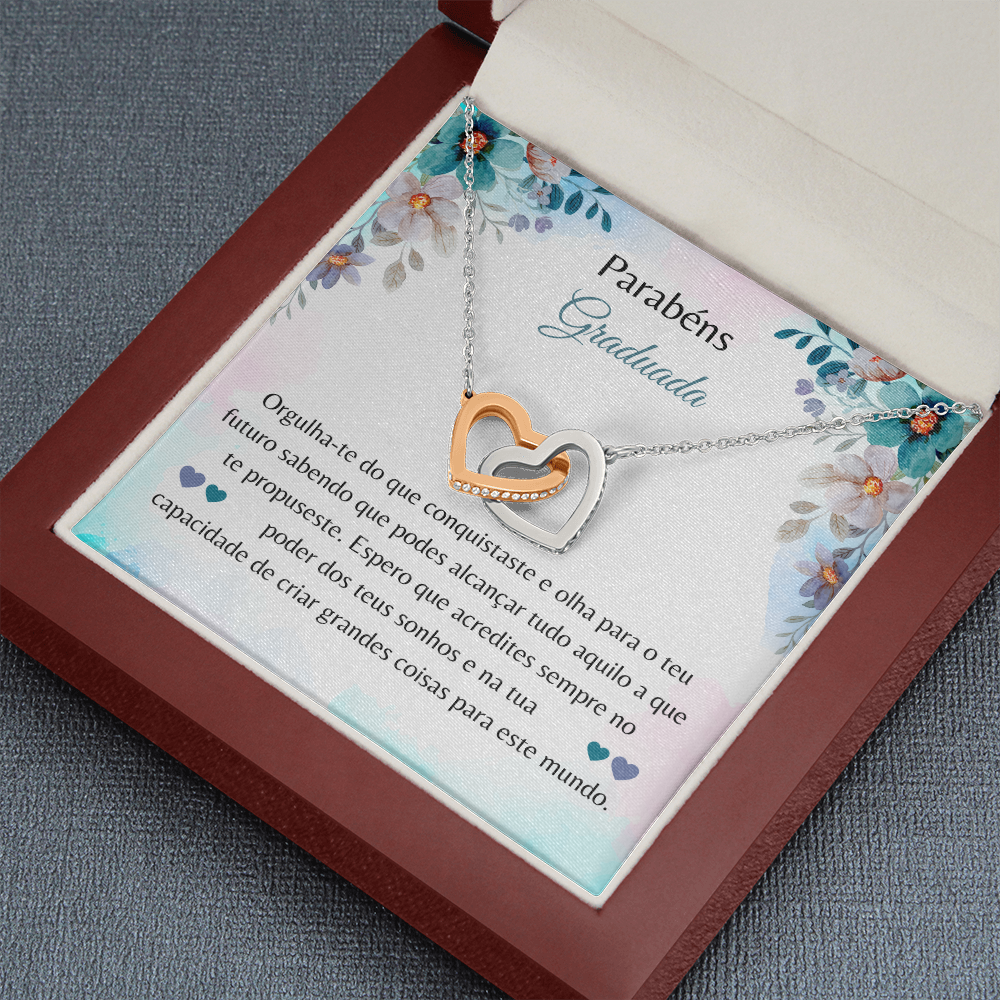 Parabéns Graduada Colar Portuguese Graduate Necklace Card